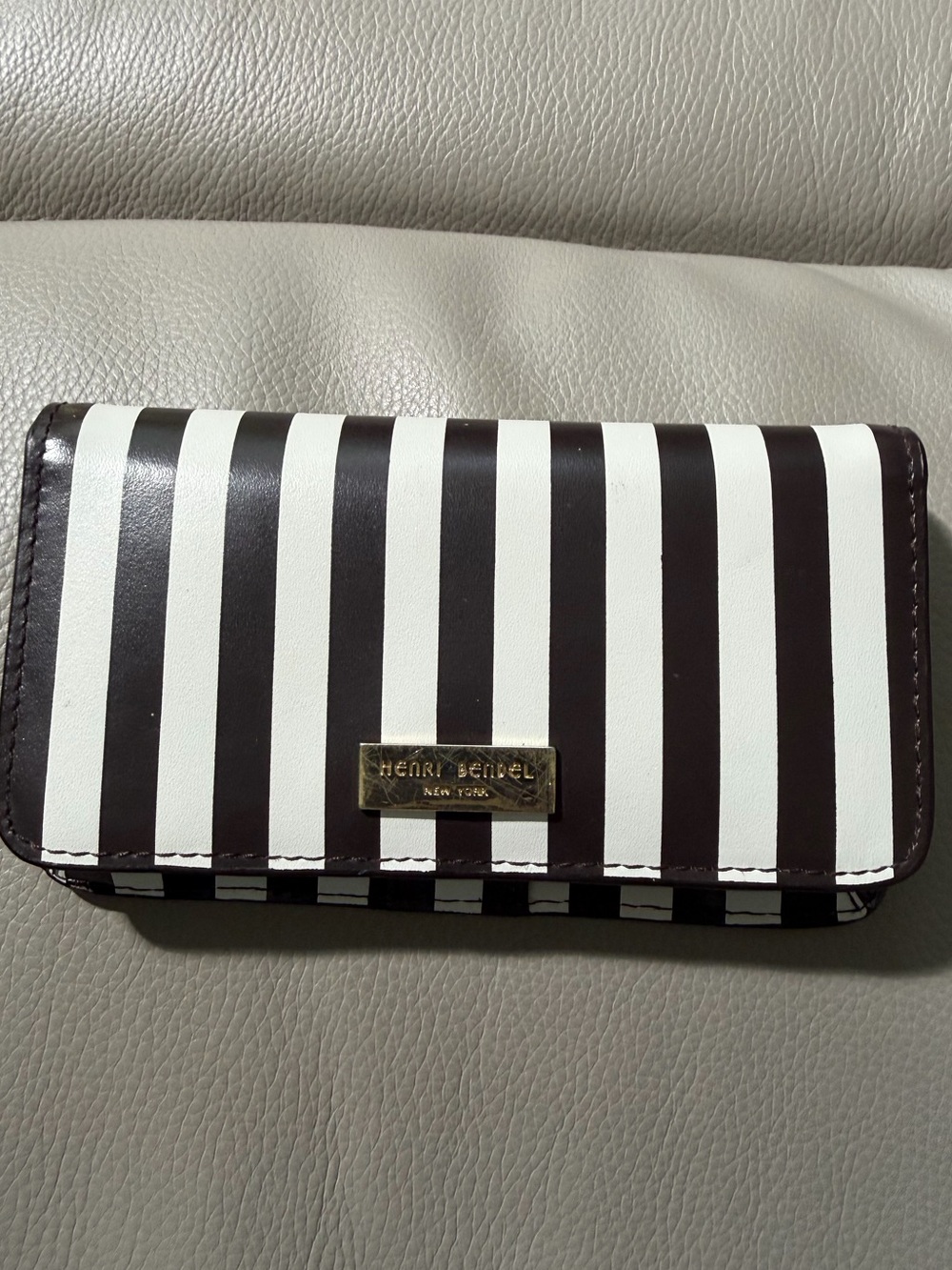 Henry Bendel Striped Black and White Wallet 4 CC slots and small phone case GUC